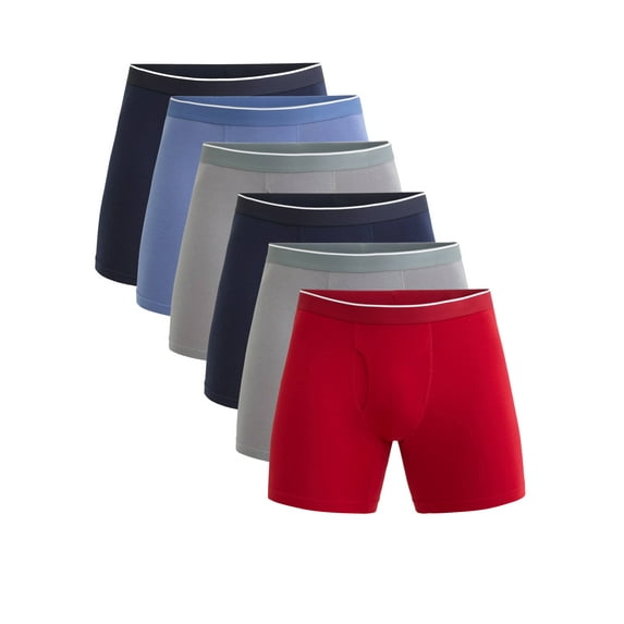 George Men's Cotton Blend Stretch Boxer Briefs, 6-Pack, Sizes S-2XL