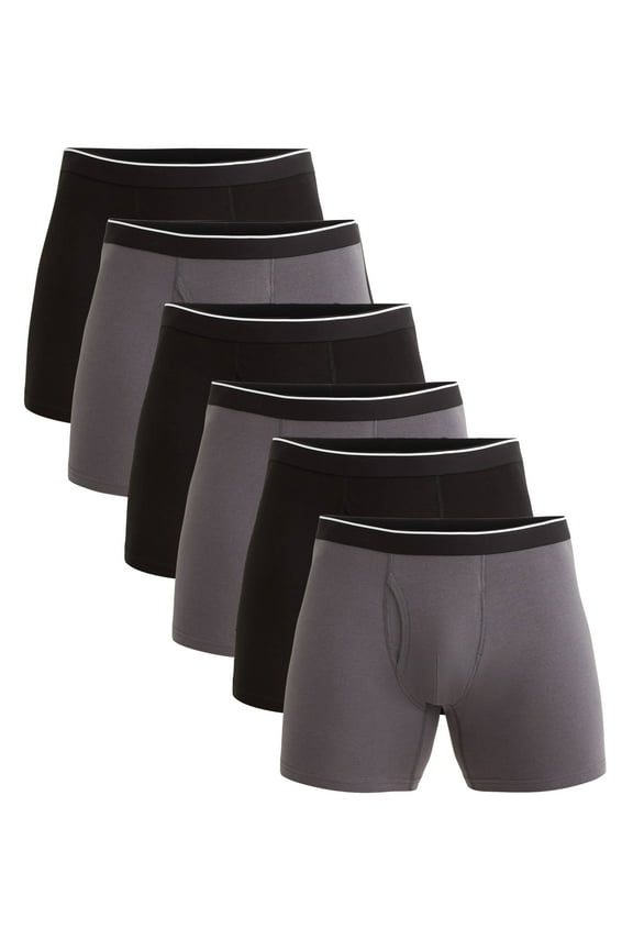 Men's Cotton Blend Stretch Boxer Briefs, 6-Pack, Sizes S-2XL