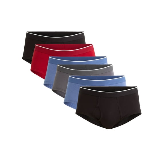 George Men's Cotton Blend Stretch Mid-Rise Brief, 6-Pack, Sizes S-2XL