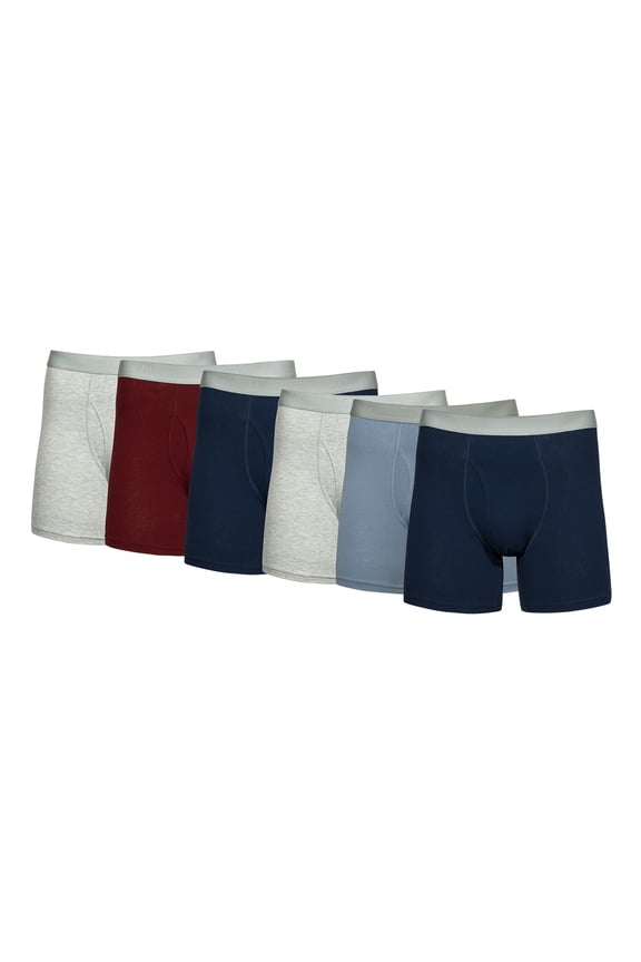Men's Cotton Stretch Regular Leg Boxer Briefs, 6-Pack