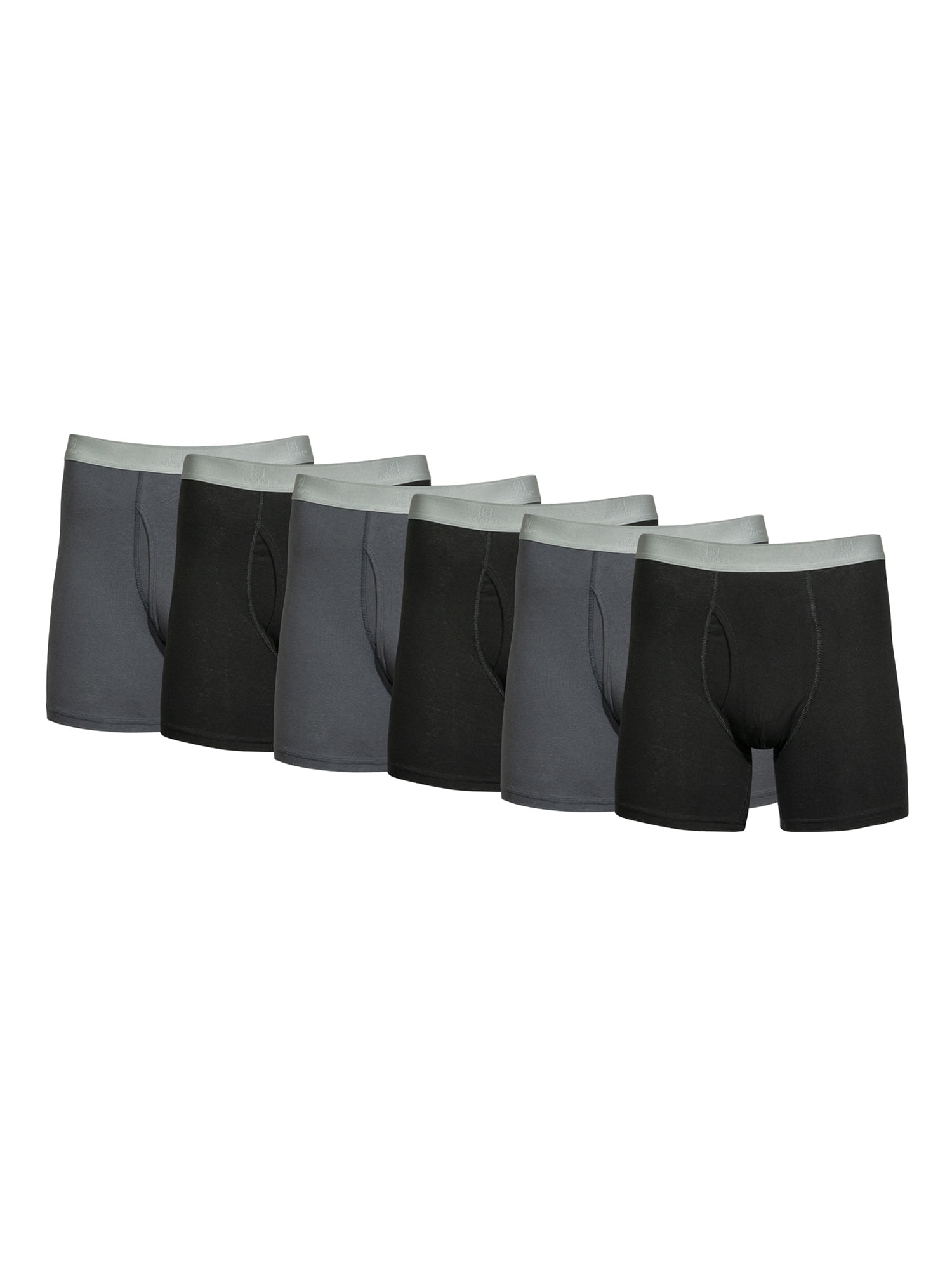 Shop George Men's Cotton Stretch Regular Leg Boxer Briefs, 6-Pack ...