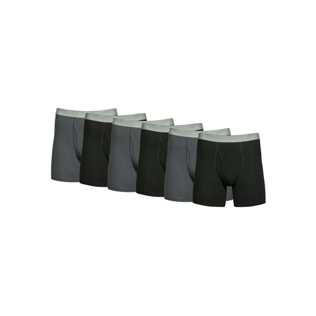 Shop George Men's Cotton Stretch Regular Leg Boxer Briefs, 6-Pack ...