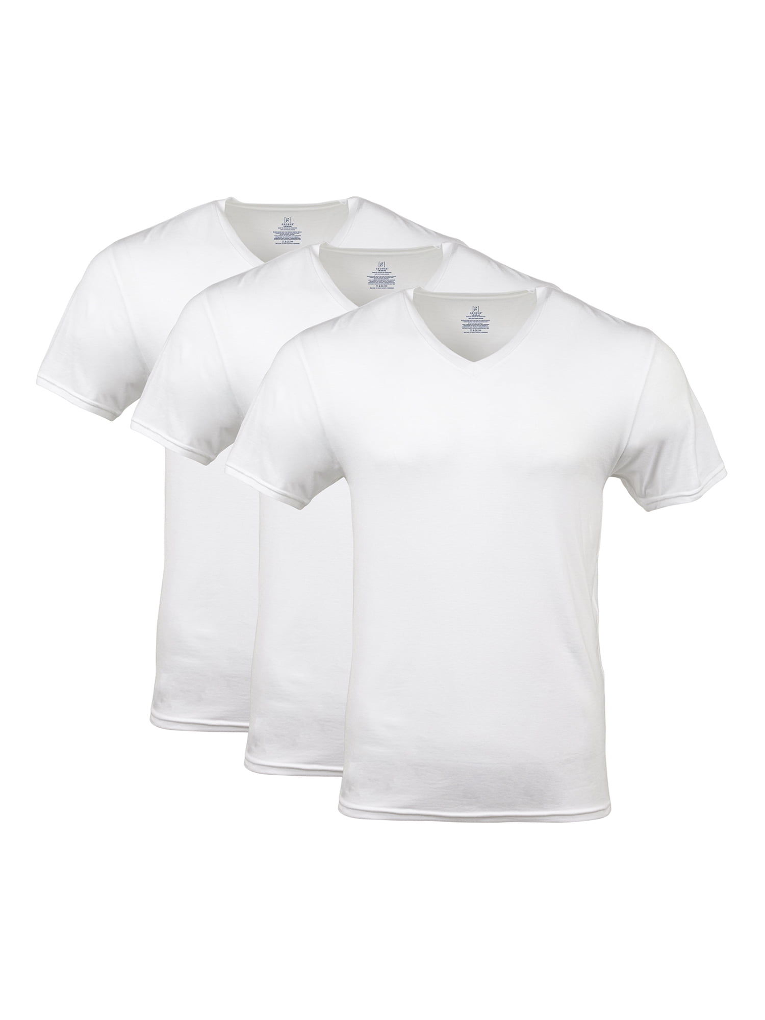 George Men's Cotton Stretch White V-Neck Tees, 3-Pack - Walmart.com