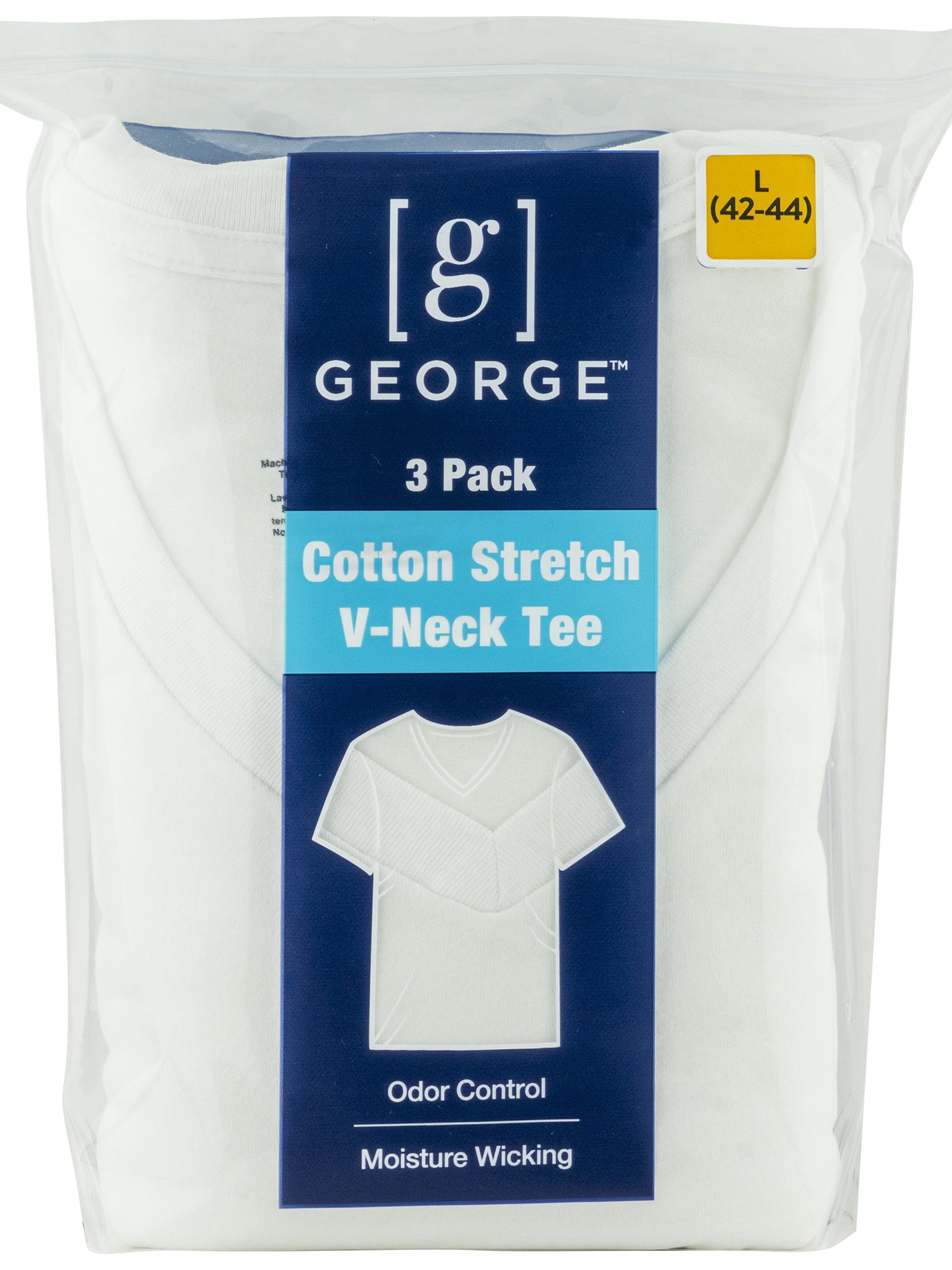 George Men's Cotton V-Neck Tees 3-Pack, Soft Comfort Layer - Walmart.com