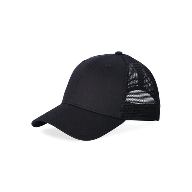 George Men's Cotton Twill Mesh Back Baseball Cap, Black/Black