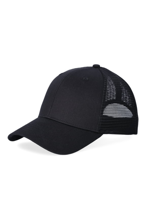 Men's Cotton Twill Mesh Back Baseball Cap, Black/Black