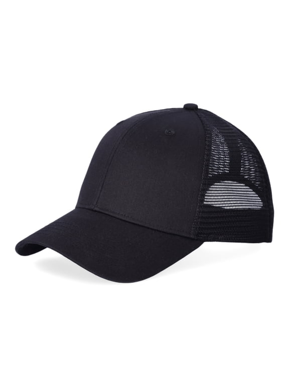 Men's Cotton Twill Mesh Back Baseball Cap, Black/Black
