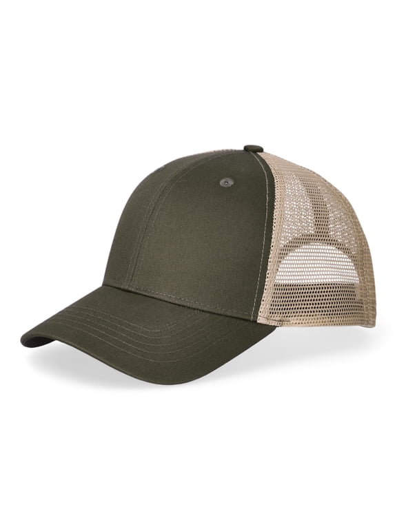Men's Cotton Twill Mesh Back Baseball Cap, Olive/Khaki