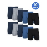 George Men's Covered Waistband Regular Leg Boxer Briefs, 10-Pack