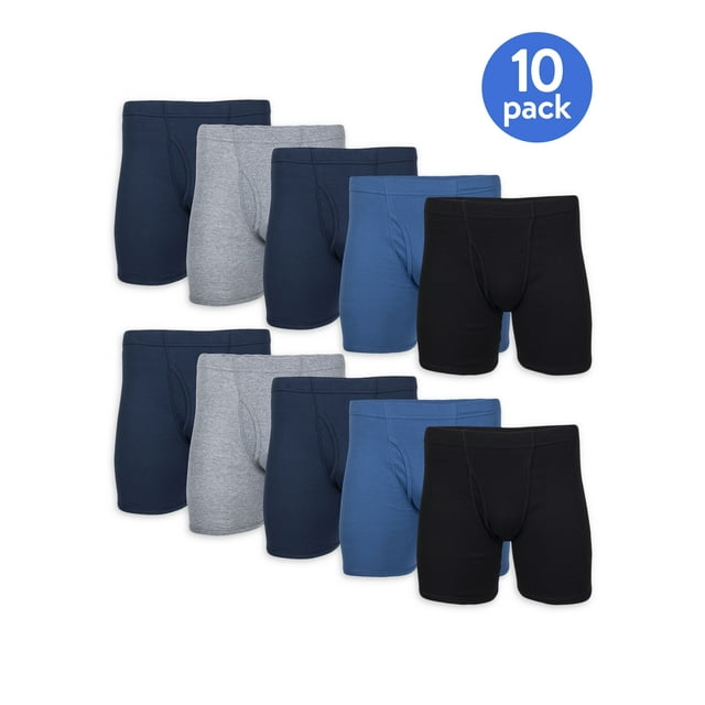 Men's Covered Waistband Regular Leg Boxer Briefs, 10Pack
