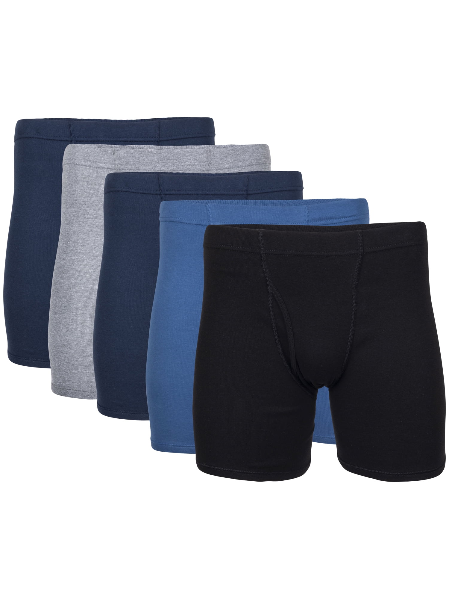 Men's Covered Waistband Regular Leg Boxer Briefs, 5-Pack