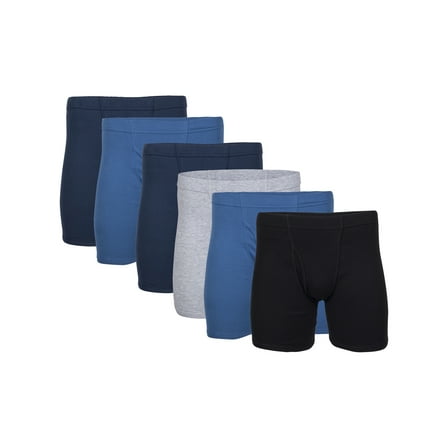 George Men's Covered Waistband Regular Leg Boxer Briefs, 6-Pack
