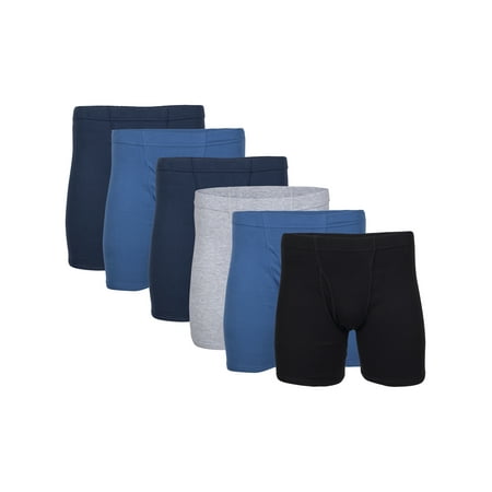 George Men's Covered Waistband Regular Leg Boxer Briefs, 6-Pack