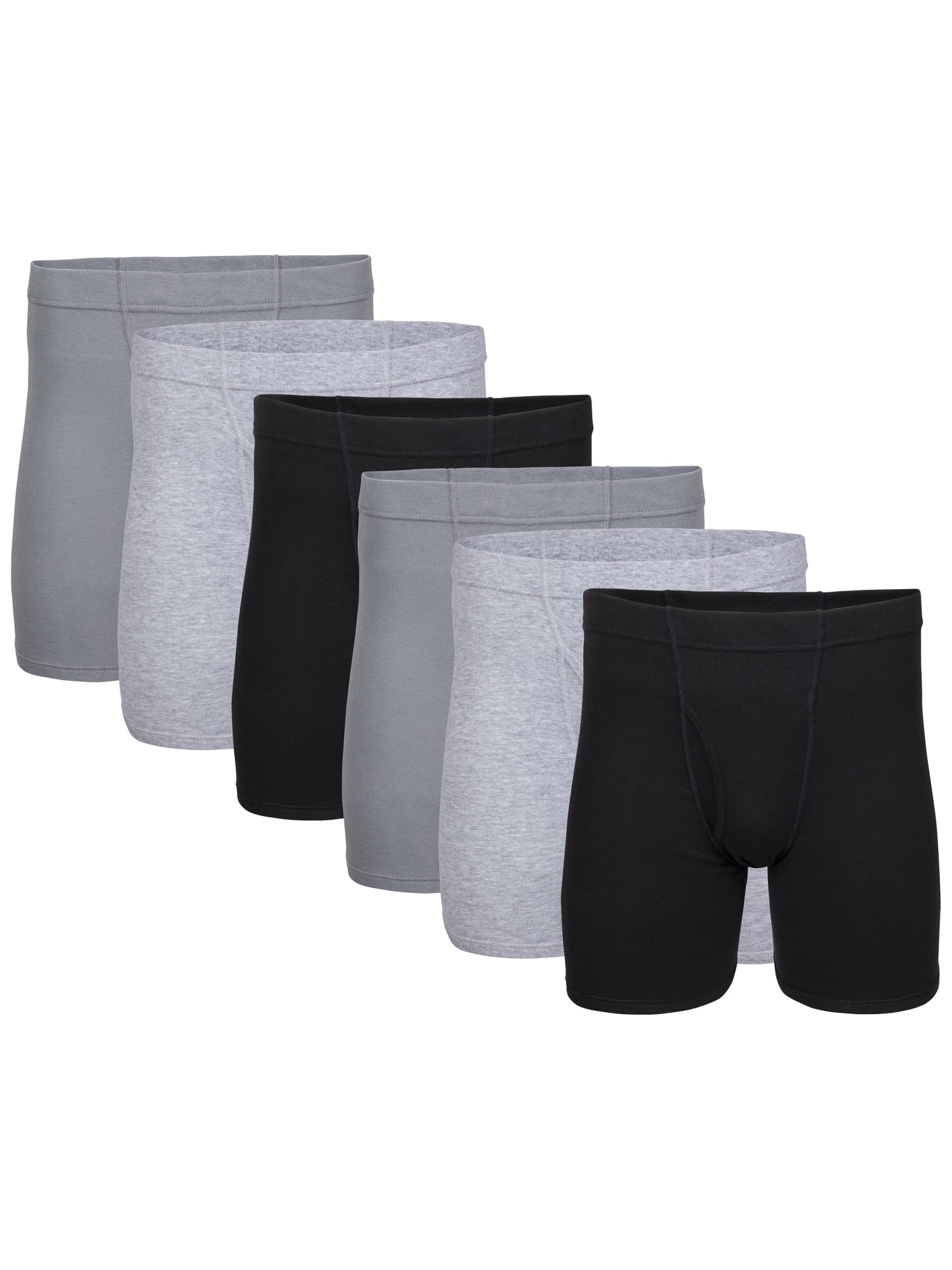 Men's Covered Waistband Regular Leg Boxer Briefs, 6Pack