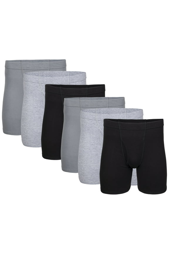 Men's Covered Waistband Regular Leg Boxer Briefs, 6-Pack