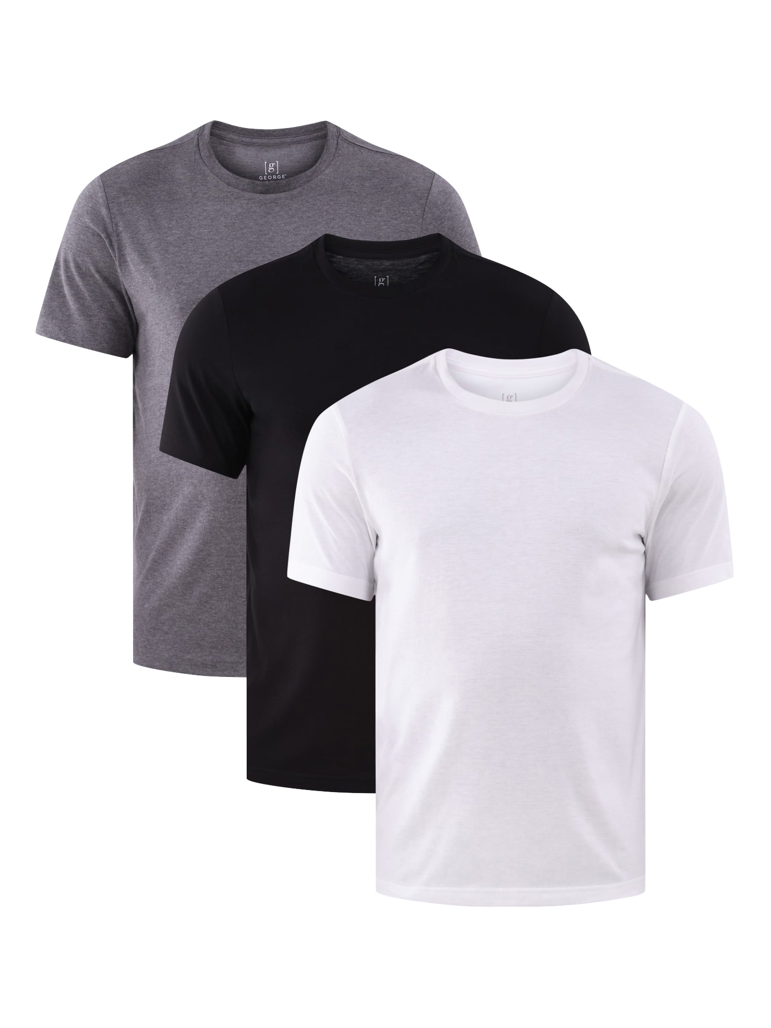 Men's 3-Pack Crewneck Tee with Short Sleeves, Sizes XS-3XL