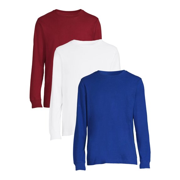 George Men's Crewneck Tees with Long Sleeves, 3-Pack