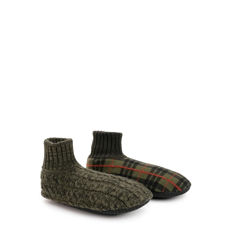 George Men's Slipper Socks Plush Faux Fur Lining, Pack