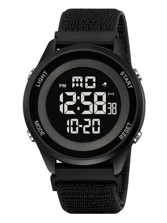 Men's Digital Sport Wristwatch Loop and Hook Strap