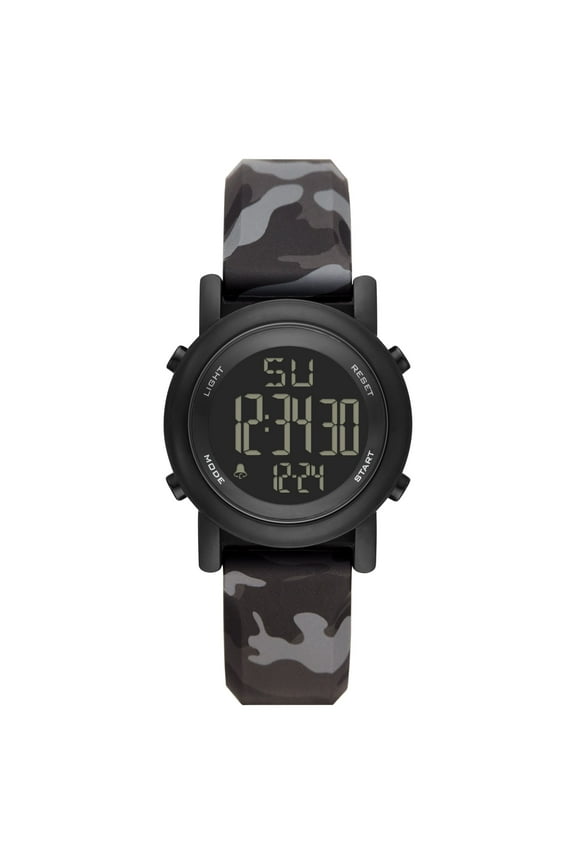 Men's Digital Watch: Gunmetal Case, Negative Display, Black Grey Camo Strap (FMDOGE030)
