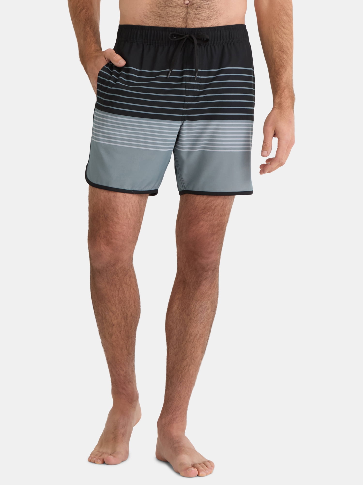 George Men's & Big Men's Dolphin Hem Swim Trunks, 7" Inseam, Size XS-3XL