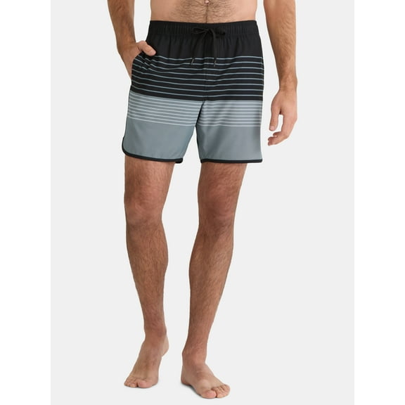 George Men's & Big Men's Dolphin Hem Swim Trunks, 7" Inseam, Size XS-3XL