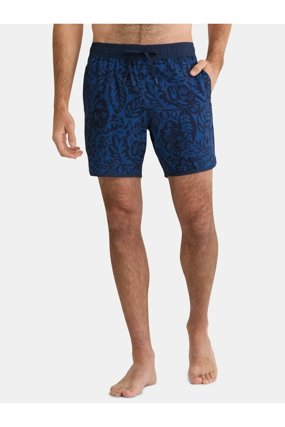 Men's & Big Men's Dolphin Hem Swim Trunks, 7" Inseam, Size XS-3XL