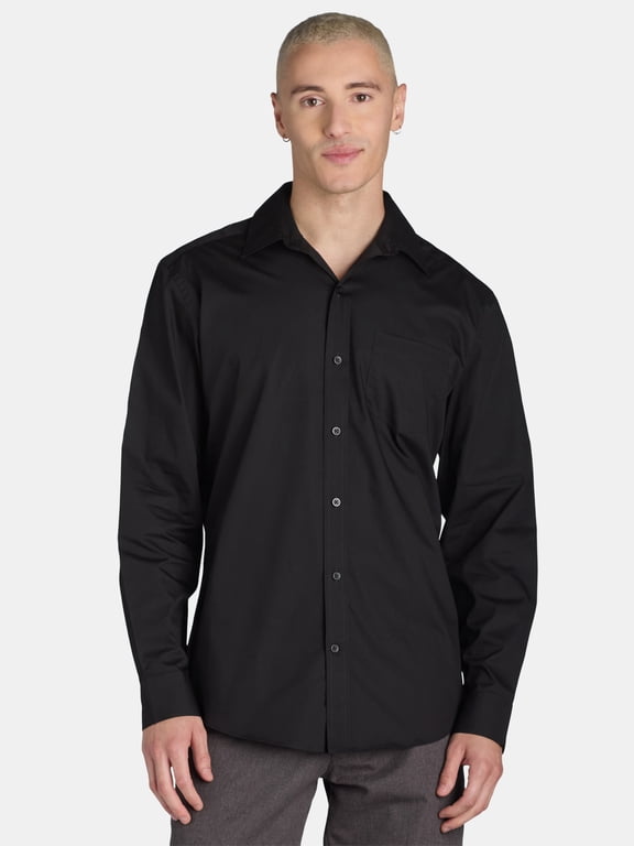 Men's & Big Men's Classic Fit Dress Shirt with Long Sleeves, Sizes S-3XL