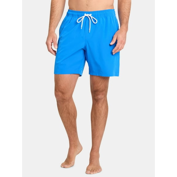 George Men's Elastic Waist Swim Trunks, 7" Inseam, Sizes S-3XL