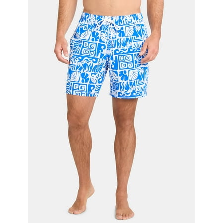 George Men's Elastic Waist Swim Trunks, 7" Inseam, Sizes S-3XL