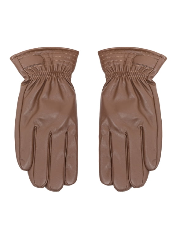 Men's Faux Leather Glove, Brown