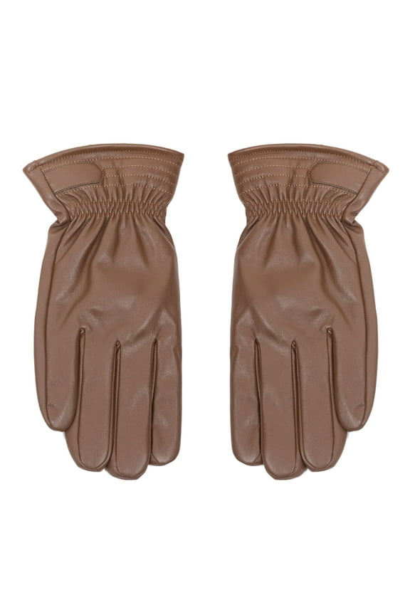 Men's Faux Leather Glove, Brown