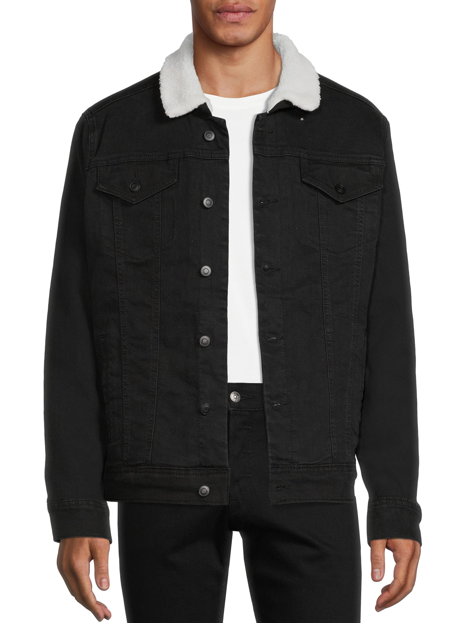 George Men’s Faux Sherpa Denim Jacket - Walmart.com
