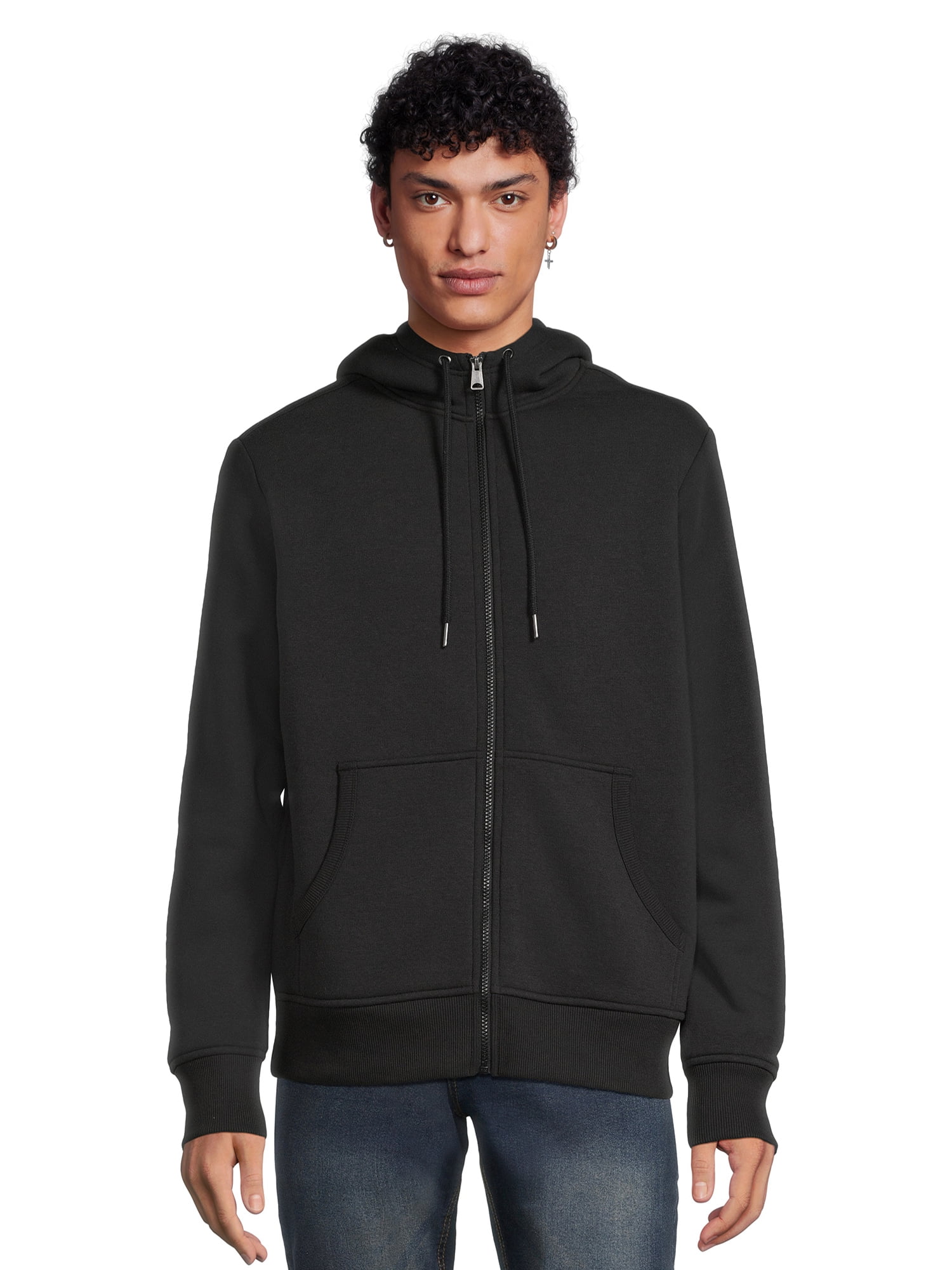 George Men’s Faux Sherpa Fleece Lined Jacket with Hood, Sizes S-3XL ...