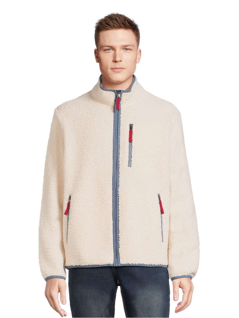George Mens Full Zip Sherpa Mock Neck Jacket - Walmart.com