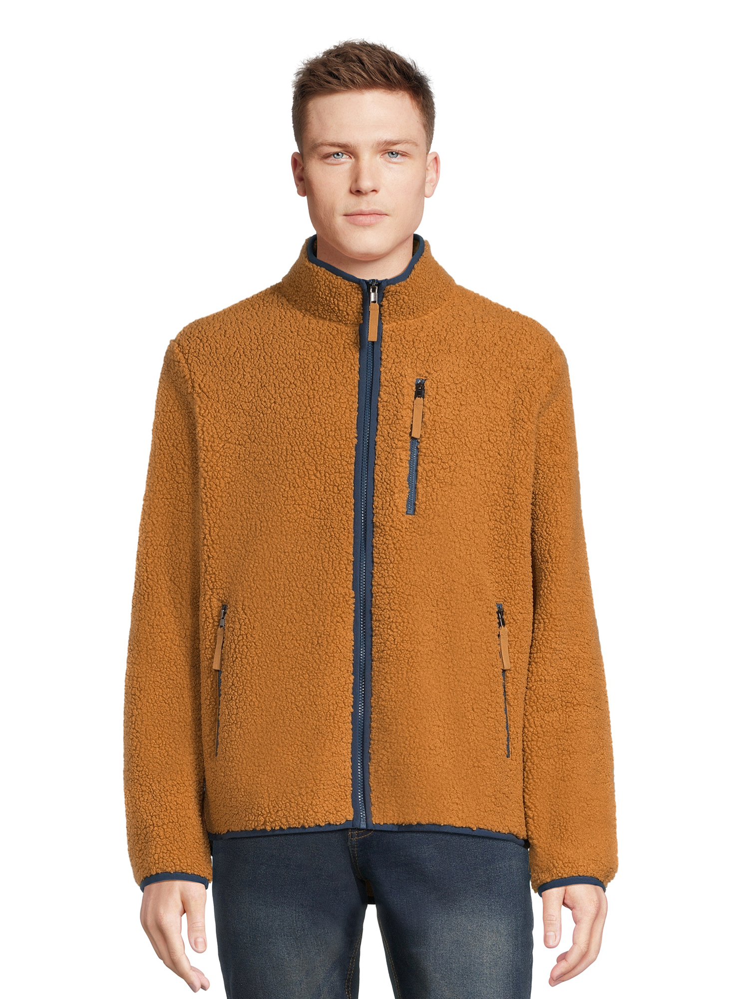 George Men s Full Zip Faux Sherpa Jacket Walmart