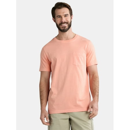 George Men's Garment Wash Crewneck Pocket Tee with Short Sleeves, Size XS-3XL