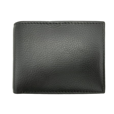 George Men's Genuine Milled Leather Bifold Wallet with Wing, Black, RFID Protected