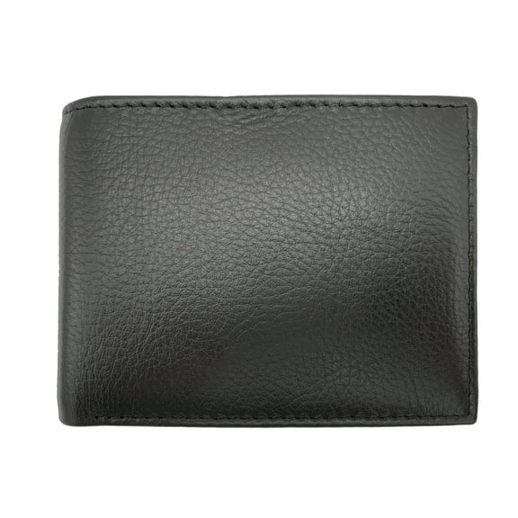 George Men's Genuine Milled Leather Bifold Wallet with Wing, Black, RFID Protected