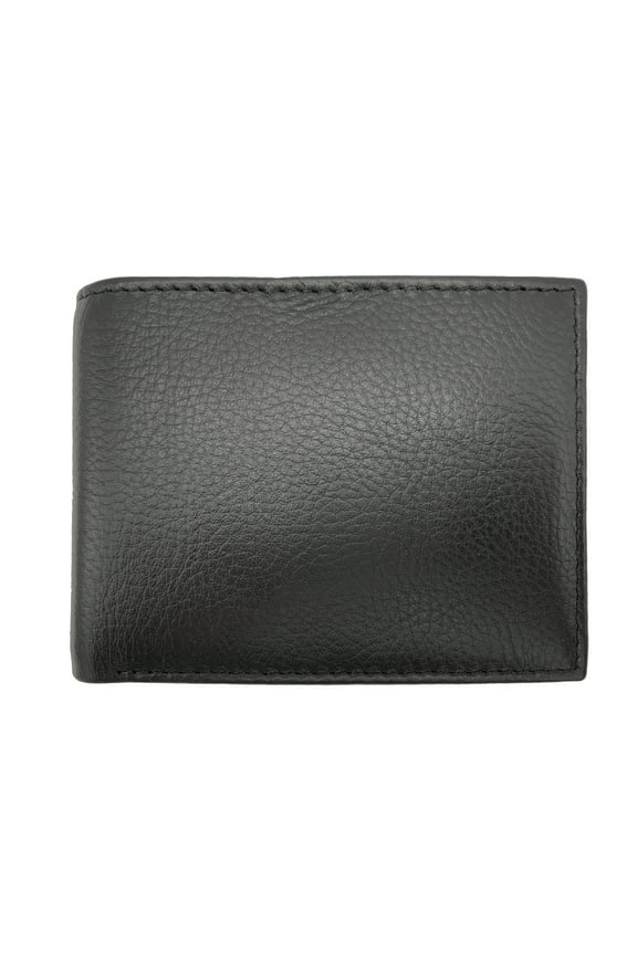 Men's Genuine Milled Leather Bifold Wallet with Wing, Black, RFID Protected