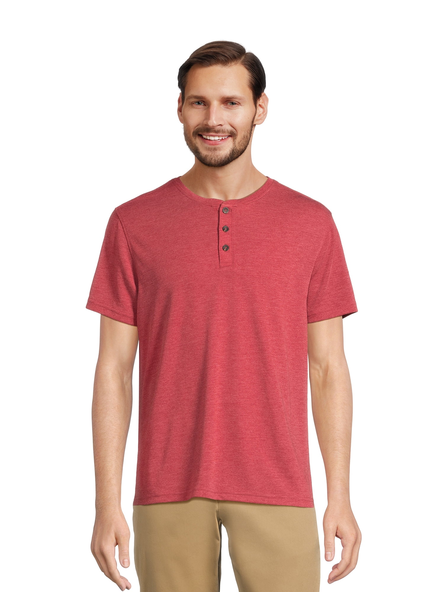 Men’s Henley Tee with Short Sleeves, Sizes S3XL
