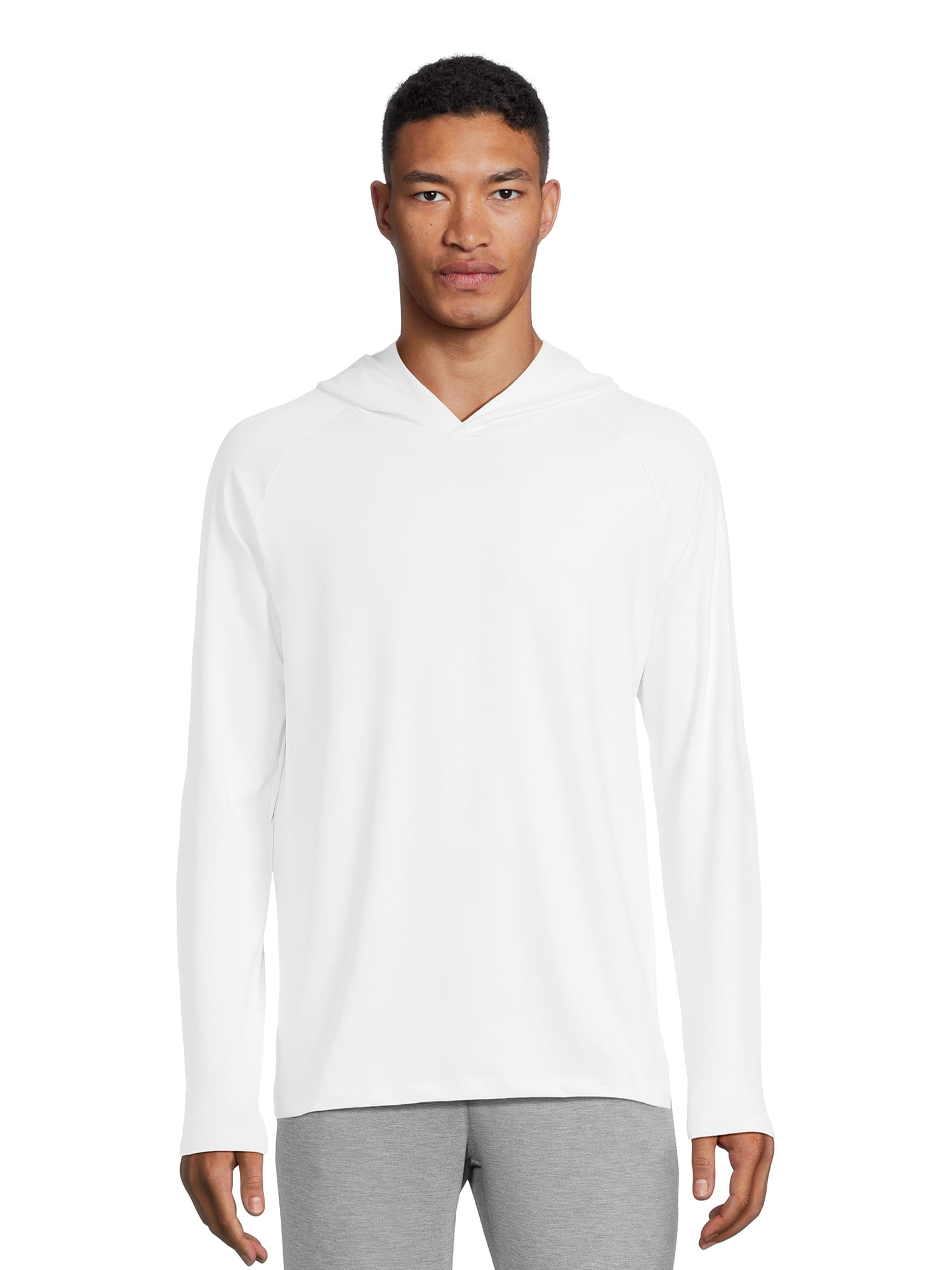 George Mens & Big Men's Hooded Long Sleeve Sun Shirt with Upf50+, Sizes S-3xl, Size: Medium, White