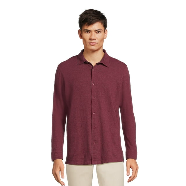 Men’s Knit Button Down Shirt with Long Sleeves, Sizes S3XL