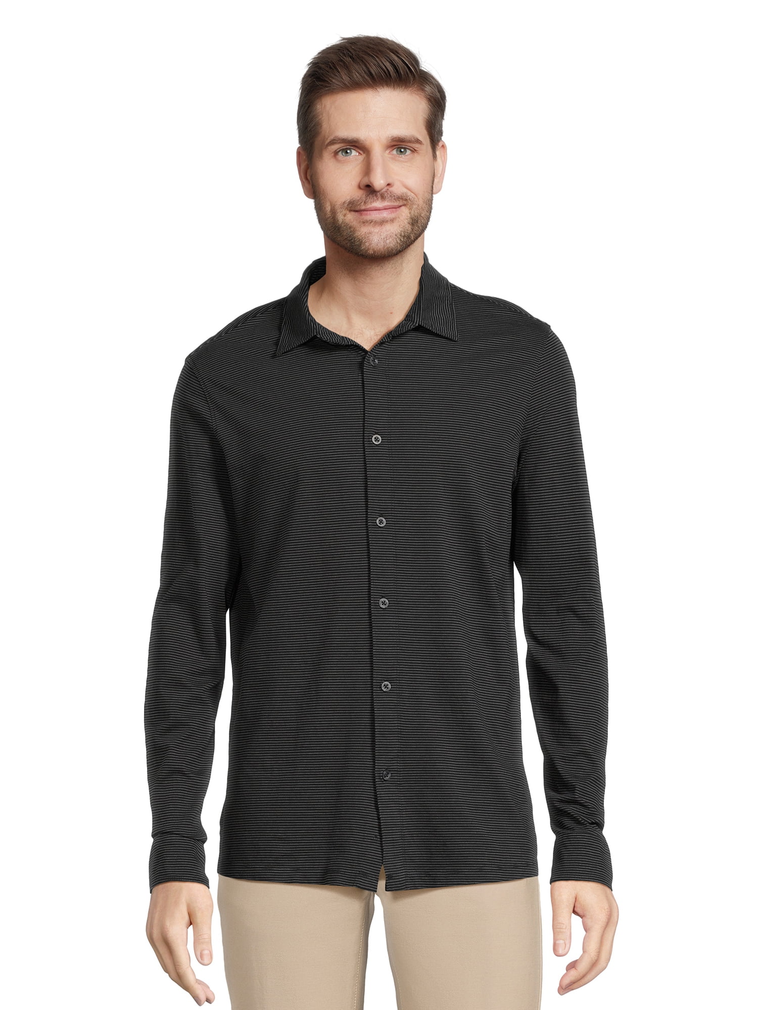 Men’s Knit Button Down Shirt with Long Sleeves, Sizes S3XL