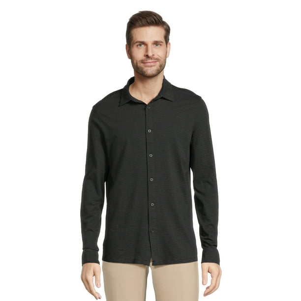 Men’s Knit Button Down Shirt with Long Sleeves, Sizes S3XL