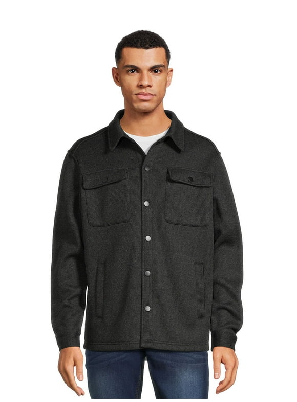 George Men's Knit Fleece Shirt Jacket with Chest Pockets, Sizes S-3XL