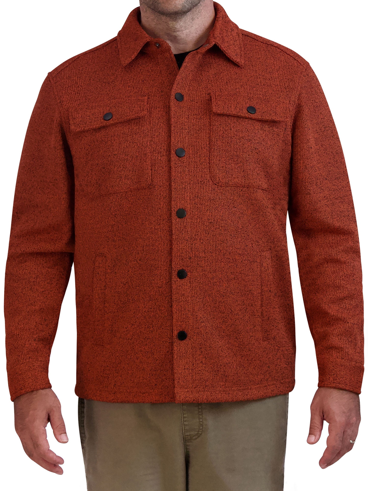 Men's Knit Fleece Shirt Jacket with Chest Pockets, Sizes S3XL