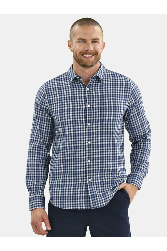 Men's & Big Men's Long Sleeves Performance Button-Up Shirt, Sizes S-3XL