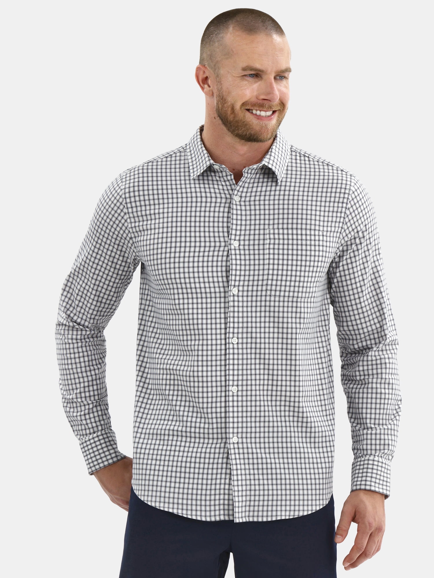 George Men's and Big Men's Performance Button Up Shirt with Long Sleeves, Sizes S-3XL
