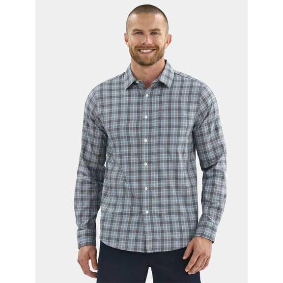 George Men's & Big Men's Long Sleeves Performance Button-Up Shirt, Sizes S-3XL